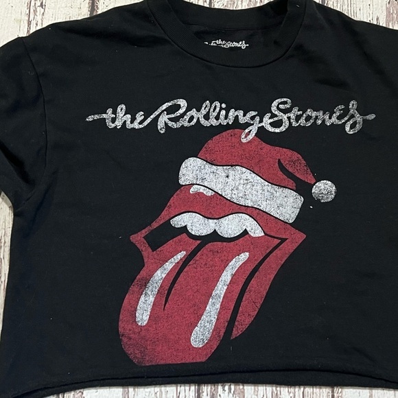 Women's The Rolling Stones Crop Top Christmas Rock n Roll Music Sweatshirt - Picture 4 of 6